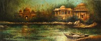 A. Q. Arif, 24 x 60 Inch, Oil on Canvas, Citysscape Painting, AC-AQ-367